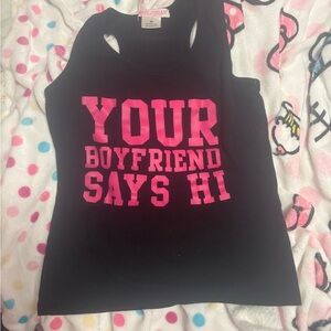 Black Tank Top with Pink Logo​​